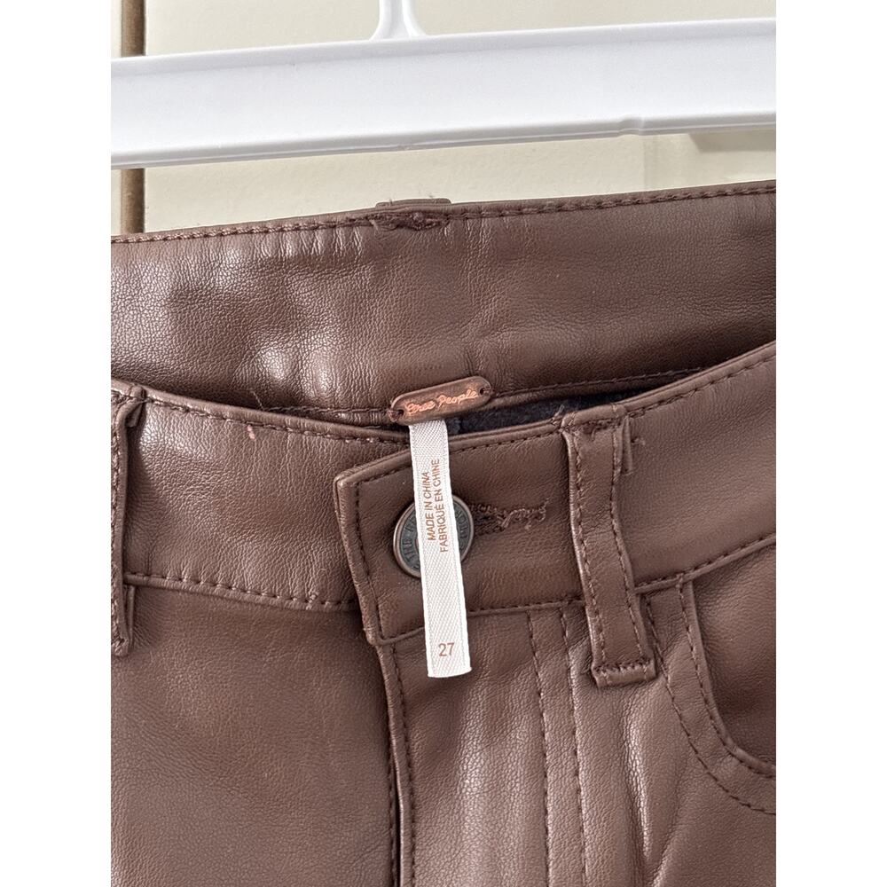 Free People Brown Faux Leather Skinny Pants 27 - Picture 8 of 9